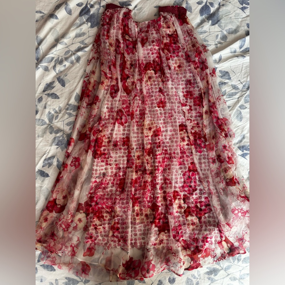 Petite Couture Chiara Cucconi Romantic Floral Silk Chiffon Dress Pink Polka Dot